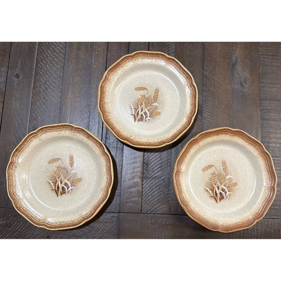 Mikasa Other - Mikasa Whole Wheat E8001 Granola Plates Set of 3 Brown Rim Wheat Japan